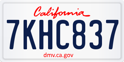 CA license plate 7KHC837
