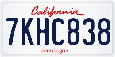 CA license plate 7KHC838