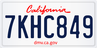 CA license plate 7KHC849