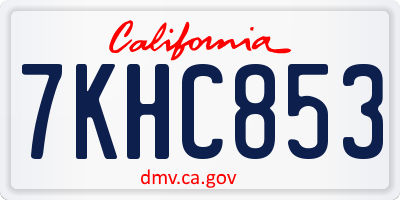 CA license plate 7KHC853