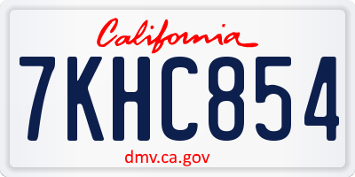 CA license plate 7KHC854