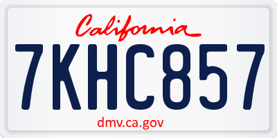 CA license plate 7KHC857