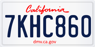 CA license plate 7KHC860