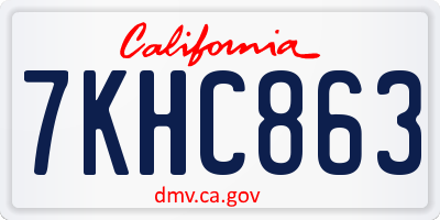 CA license plate 7KHC863