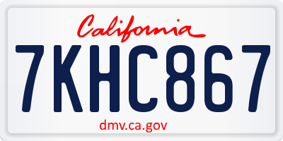 CA license plate 7KHC867