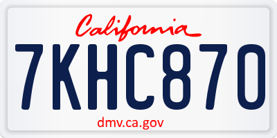 CA license plate 7KHC870