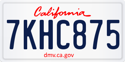 CA license plate 7KHC875