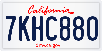 CA license plate 7KHC880