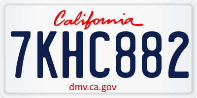 CA license plate 7KHC882