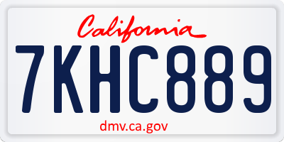CA license plate 7KHC889