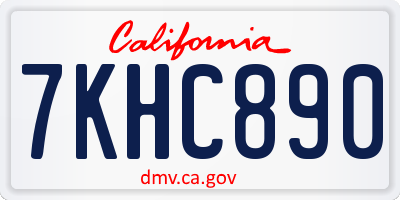 CA license plate 7KHC890