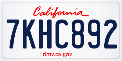 CA license plate 7KHC892