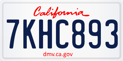 CA license plate 7KHC893