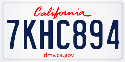 CA license plate 7KHC894