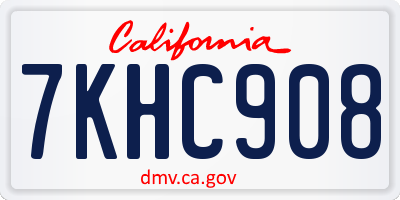 CA license plate 7KHC908