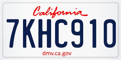 CA license plate 7KHC910