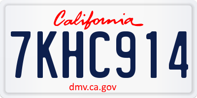 CA license plate 7KHC914