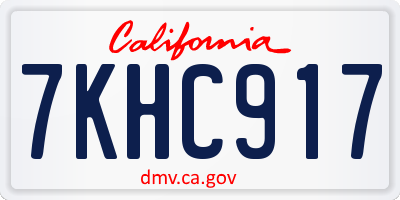 CA license plate 7KHC917