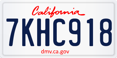 CA license plate 7KHC918