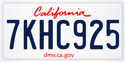 CA license plate 7KHC925