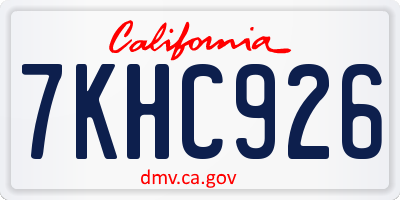 CA license plate 7KHC926