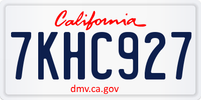 CA license plate 7KHC927