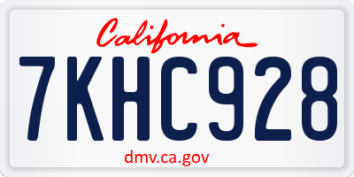 CA license plate 7KHC928