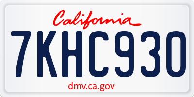CA license plate 7KHC930