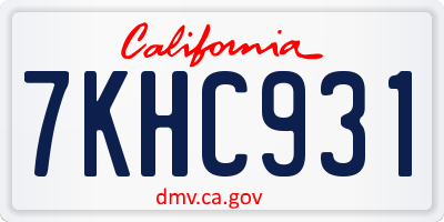CA license plate 7KHC931