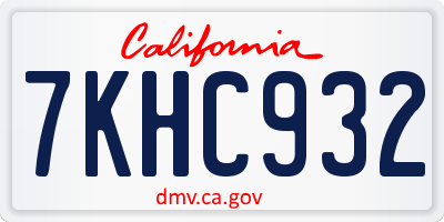 CA license plate 7KHC932