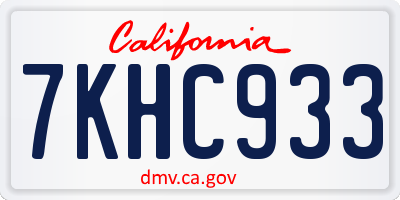 CA license plate 7KHC933
