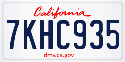 CA license plate 7KHC935