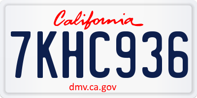 CA license plate 7KHC936