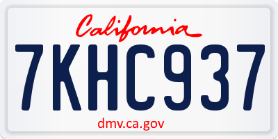 CA license plate 7KHC937