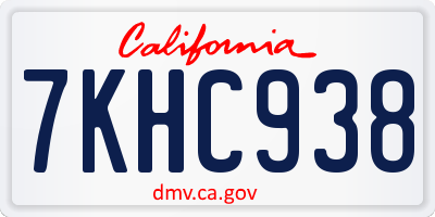 CA license plate 7KHC938