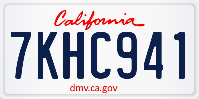 CA license plate 7KHC941