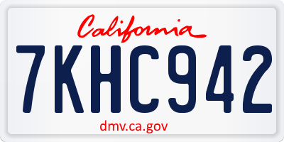 CA license plate 7KHC942