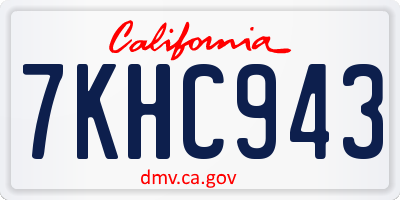 CA license plate 7KHC943