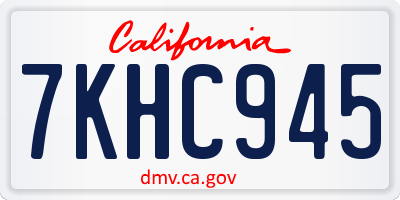 CA license plate 7KHC945
