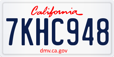CA license plate 7KHC948