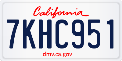 CA license plate 7KHC951