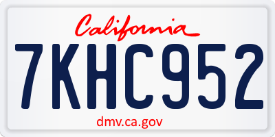 CA license plate 7KHC952