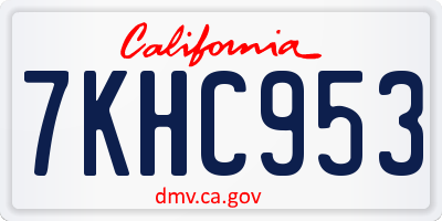 CA license plate 7KHC953