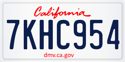 CA license plate 7KHC954