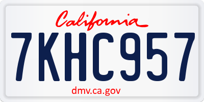 CA license plate 7KHC957