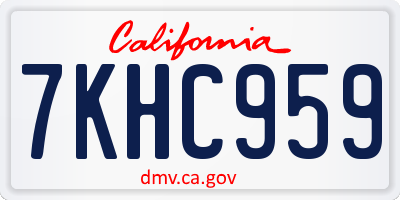 CA license plate 7KHC959