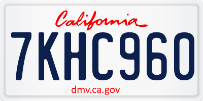 CA license plate 7KHC960