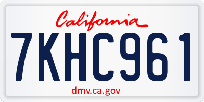 CA license plate 7KHC961