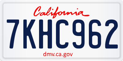 CA license plate 7KHC962