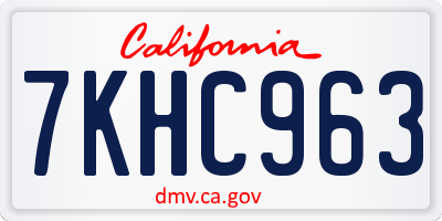 CA license plate 7KHC963